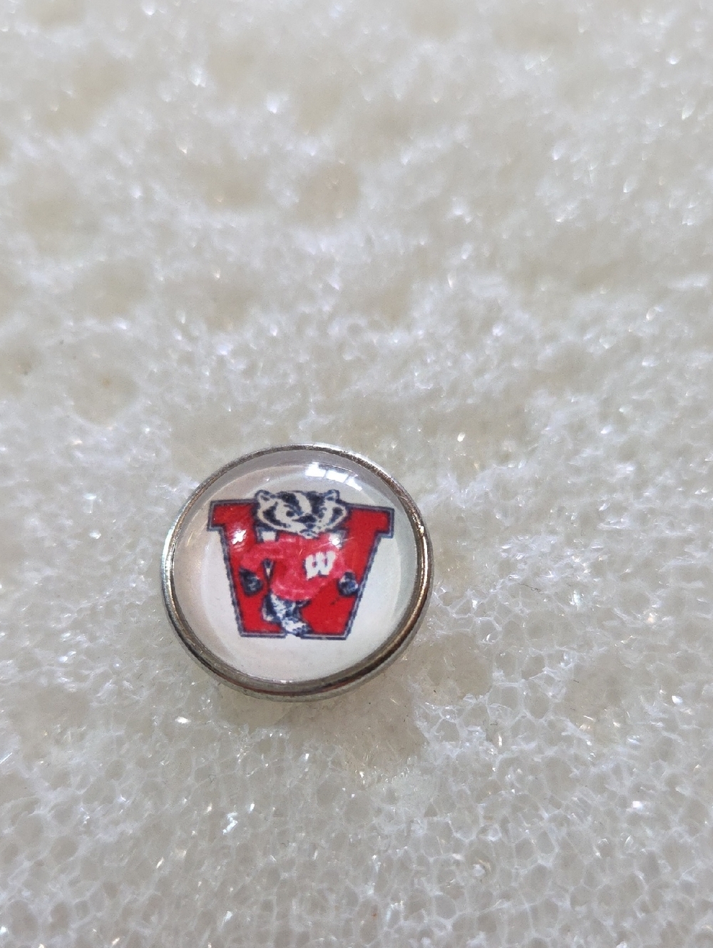 Wisconsin Badgers W Logo Ginger Snap Charm - Red & White 18mm